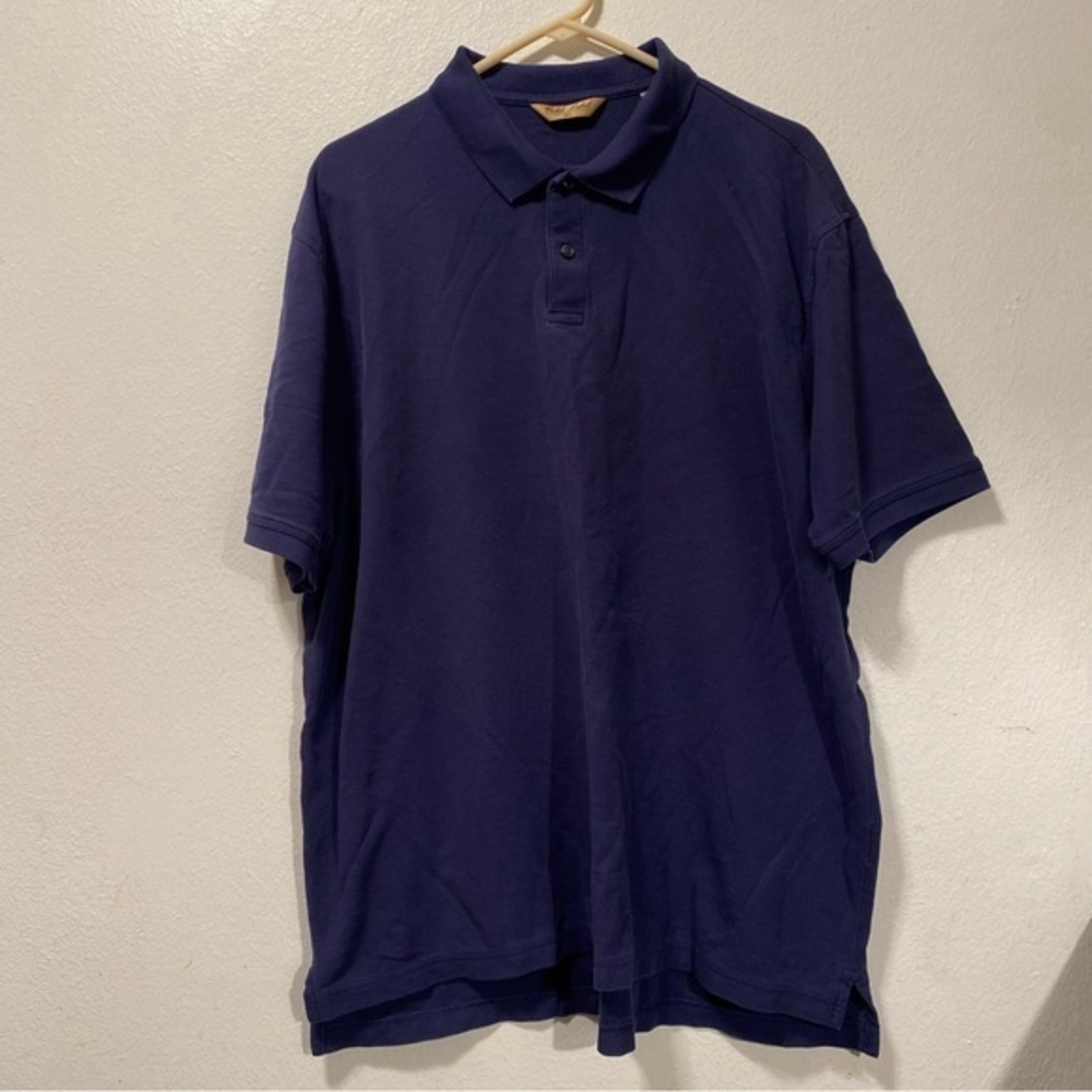 RoundTree Shirt Mens Size XL Polos Blue Pullover 100% Cotton‎